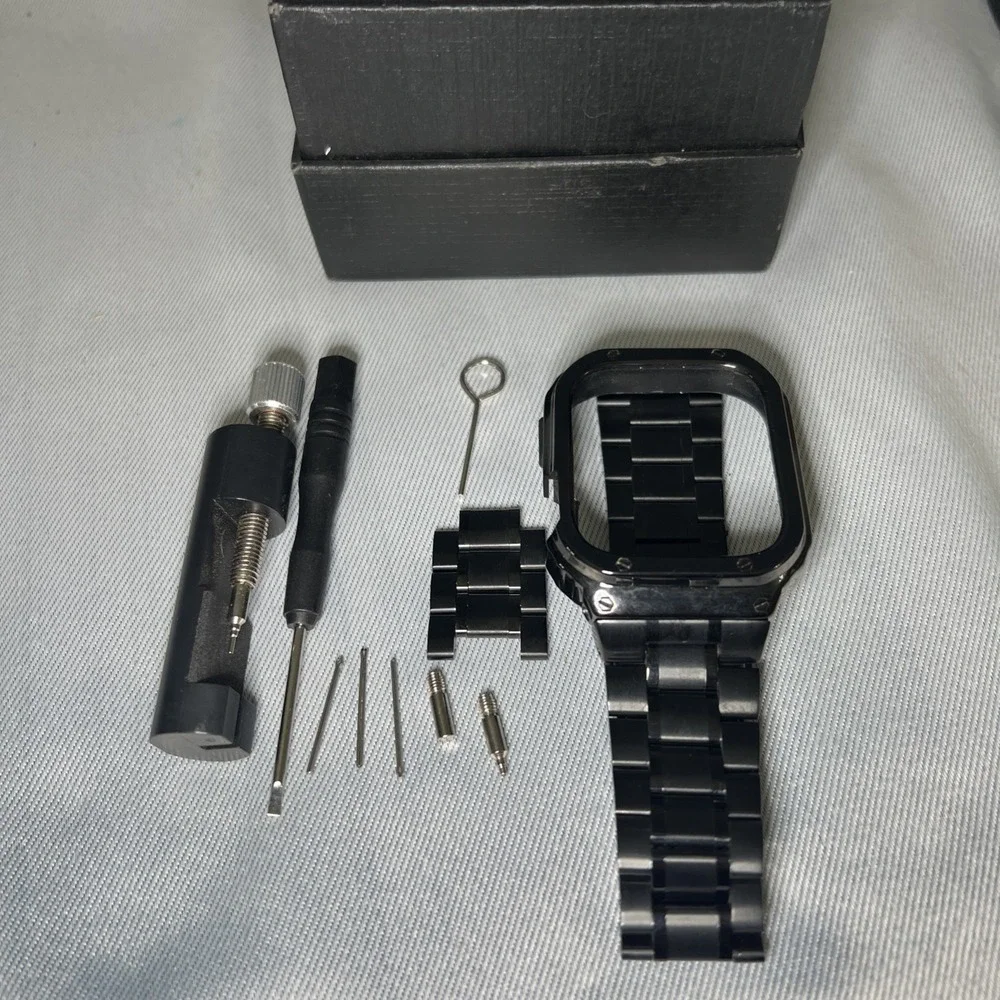 Stainless Steel Black Strap Cover Case For‎ Apple Watch 42/44 MM